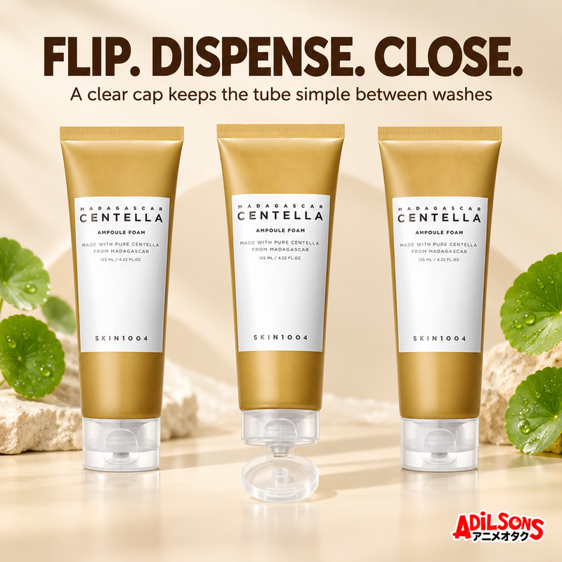 SKIN1004 Madagascar Centella Ampoule Foam 125ml ad: Flip. Dispense. Close.