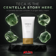 TECA IS THE CENTELLA STORY HERE. A Centella-derived complex in a light daily cream.