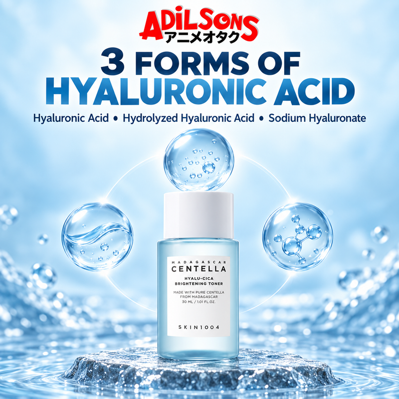 Adilsons Beauty ad for SKIN1004 Hyalu-Cica Brightening Toner 30 ml: Three forms of hyaluronic acid in formula