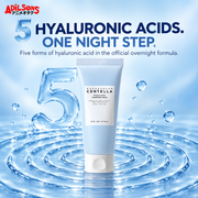 5 HYALURONIC ACIDS. ONE NIGHT STEP. Five forms of hyaluronic acid in the official overnight formula.