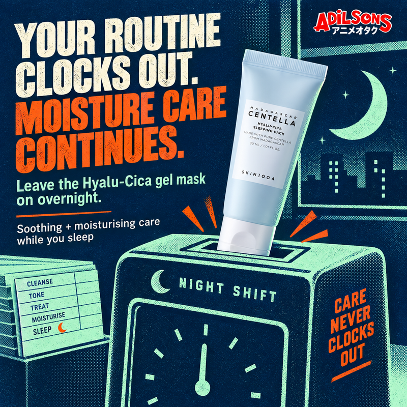 The evening routine clocks out while overnight moisture care continues.