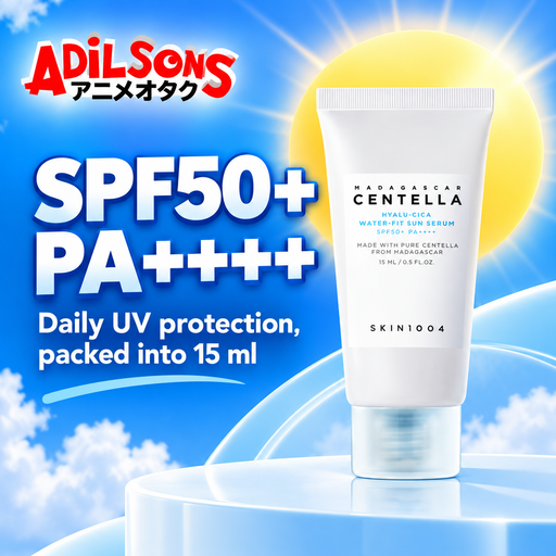 Adilsons Beauty ad for SKIN1004 Hyalu-Cica Water-Fit Sun Serum 15 ml: High daily sun protection in a mini
