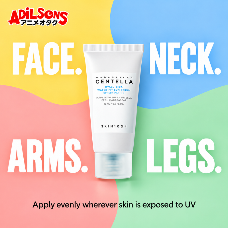 Adilsons Beauty ad for SKIN1004 Hyalu-Cica Water-Fit Sun Serum 15 ml: Coverage beyond the face