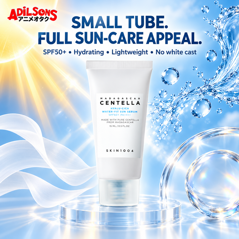 Adilsons Beauty ad for SKIN1004 Hyalu-Cica Water-Fit Sun Serum 15 ml: Complete mini value proposition