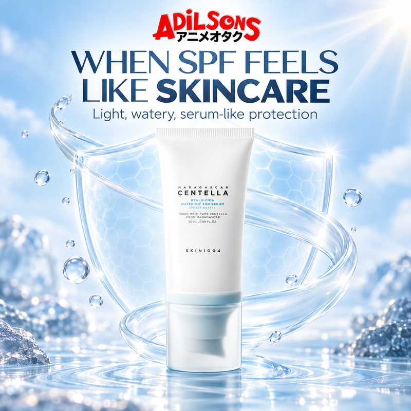 Adilsons Beauty ad for SKIN1004 Hyalu-Cica Water-Fit Sun Serum 50 ml: A serum-like format for shoppers put off by cream-heavy sunscreen