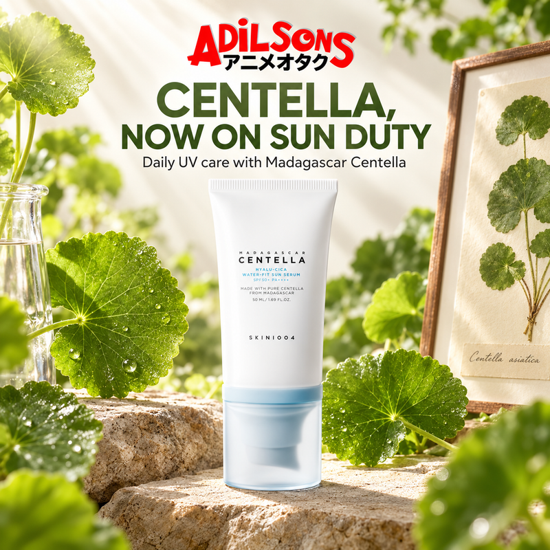Adilsons Beauty ad for SKIN1004 Hyalu-Cica Water-Fit Sun Serum 50 ml: Centella adds soothing skincare appeal to daily SPF
