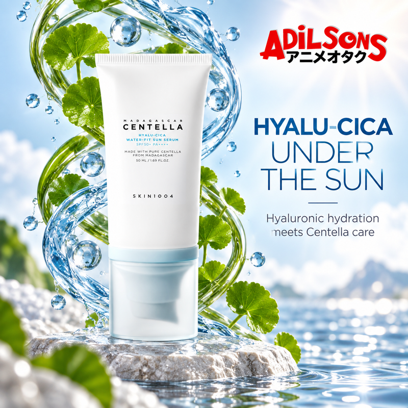 Adilsons Beauty ad for SKIN1004 Hyalu-Cica Water-Fit Sun Serum 50 ml: Hyalu-Cica makes the formula desirable for moisture-focused routines