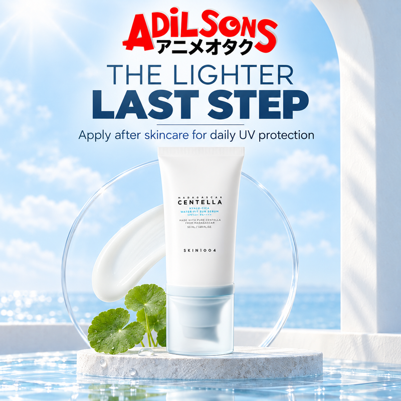 Adilsons Beauty ad for SKIN1004 Hyalu-Cica Water-Fit Sun Serum 50 ml: The final morning step feels lighter and easier