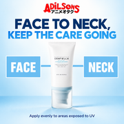 Adilsons Beauty ad for SKIN1004 Hyalu-Cica Water-Fit Sun Serum 50 ml: One product is designed for exposed areas beyond the face