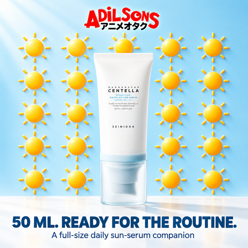 Adilsons Beauty ad for SKIN1004 Hyalu-Cica Water-Fit Sun Serum 50 ml: The full-size format supports keeping sunscreen in the routine