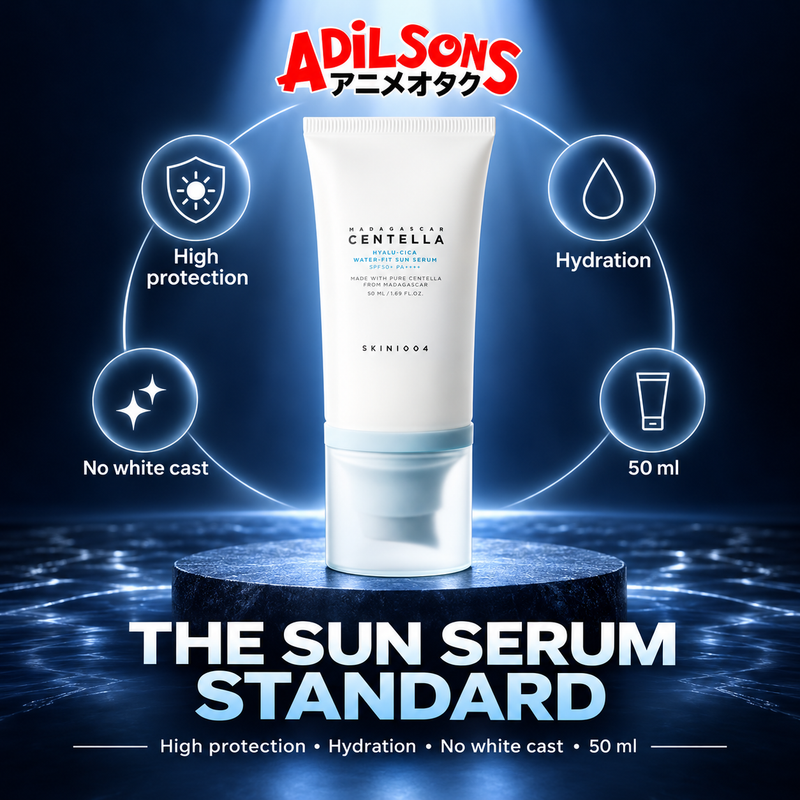 Adilsons Beauty ad for SKIN1004 Hyalu-Cica Water-Fit Sun Serum 50 ml: The complete value proposition is high protection with skincare-like comfort