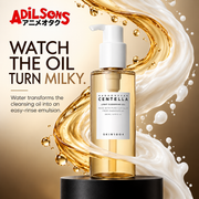 WATCH THE OIL TURN MILKY. Water transforms the cleansing oil into an easy-rinse emulsion.