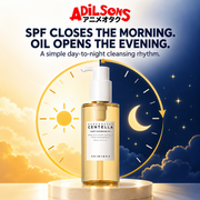 SPF CLOSES THE MORNING. OIL OPENS THE EVENING. A simple day-to-night cleansing rhythm.