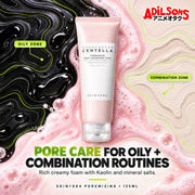 Pore care for oily and combination routines with kaolin and mineral salts.