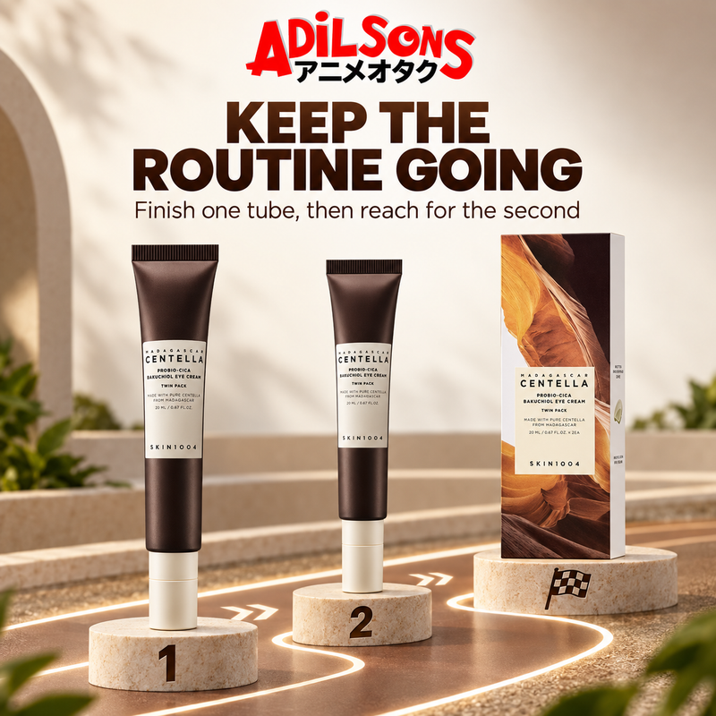 Adilsons Beauty ad for SKIN1004 Probio-Cica Bakuchiol Eye Cream twin pack: Twin format supports routine continuity
