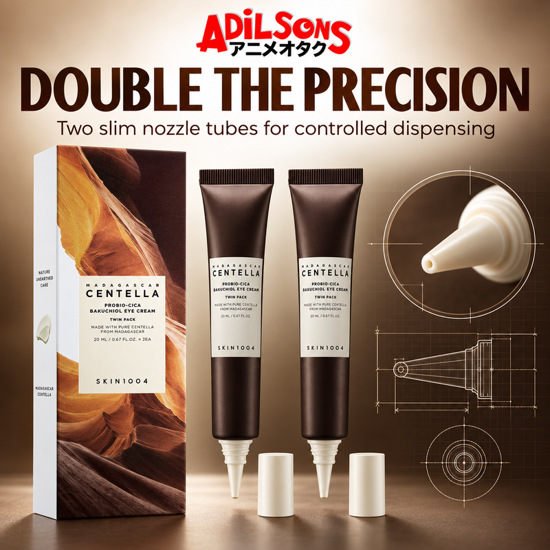 Adilsons Beauty ad for SKIN1004 Probio-Cica Bakuchiol Eye Cream twin pack: Two precision applicator tubes