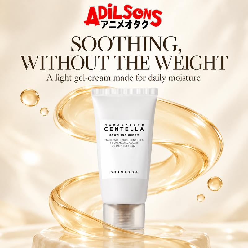 Adilsons Beauty ad for SKIN1004 Madagascar Centella Soothing Cream 30 ml: Light gel moisture makes daily soothing care more inviting