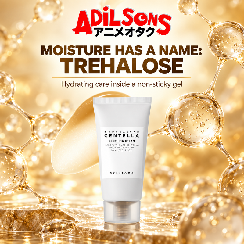 Adilsons Beauty ad for SKIN1004 Madagascar Centella Soothing Cream 30 ml: Trehalose adds moisture-focused formula appeal
