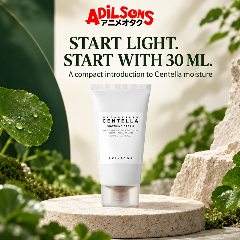 Adilsons Beauty ad for SKIN1004 Madagascar Centella Soothing Cream 30 ml: Compact 30 ml size lowers the commitment to trying the cream
