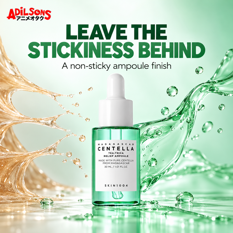 Adilsons Beauty ad for SKIN1004 Tea-Trica Relief Ampoule 30 ml: Non-sticky finish