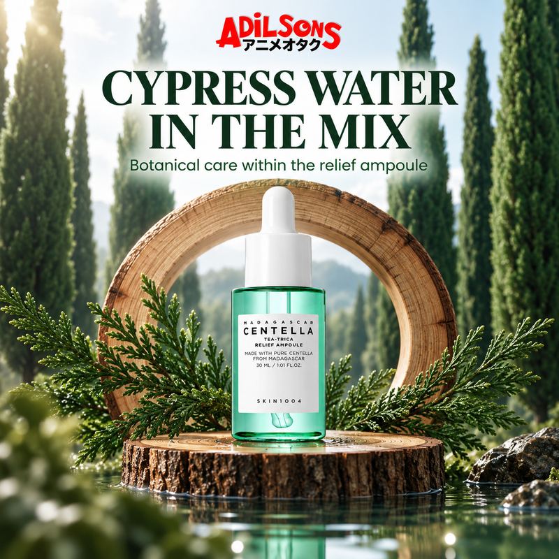 Adilsons Beauty ad for SKIN1004 Tea-Trica Relief Ampoule 30 ml: Cypress water ingredient