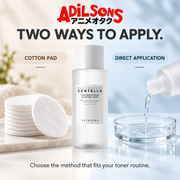 Two toner application choices: cotton pad or direct application.