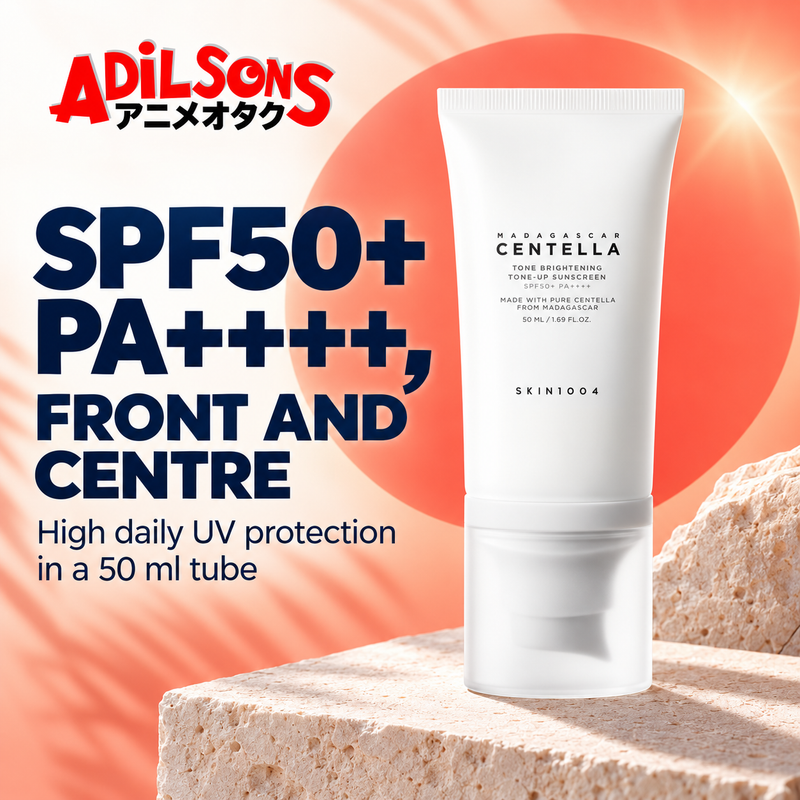 Adilsons ad for SKIN1004 Tone Brightening Tone-Up Sunscreen 50ml: SPF50+ PA++++, FRONT AND CENTRE