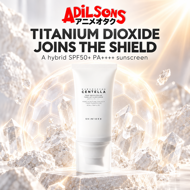 Adilsons ad for SKIN1004 Tone Brightening Tone-Up Sunscreen 50ml: TITANIUM DIOXIDE JOINS THE SHIELD