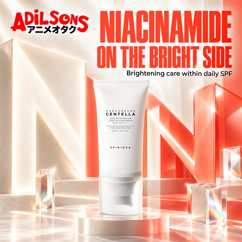 Adilsons ad for SKIN1004 Tone Brightening Tone-Up Sunscreen 50ml: NIACINAMIDE ON THE BRIGHT SIDE