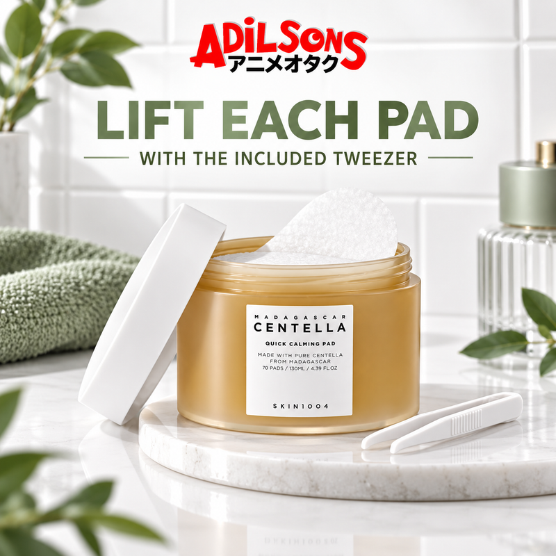 Adilsons Beauty sales creative for SKIN1004 Quick Calming Pad: LIFT EACH PAD — WITH THE INCLUDED TWEEZER