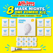 Eight Zombie Pack powder sachets, eight activators and one brush in one kit.