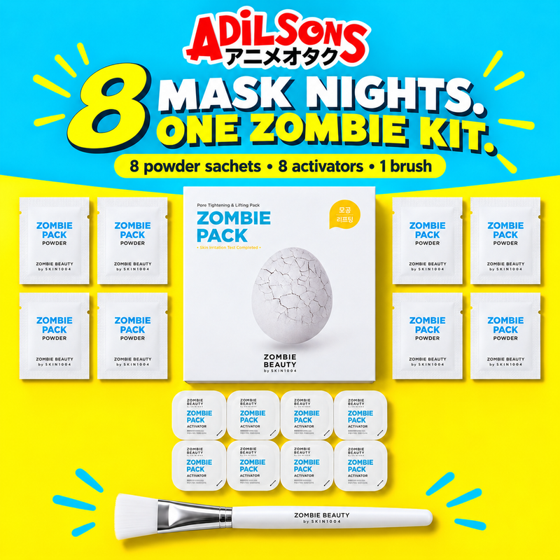 Eight Zombie Pack powder sachets, eight activators and one brush in one kit.