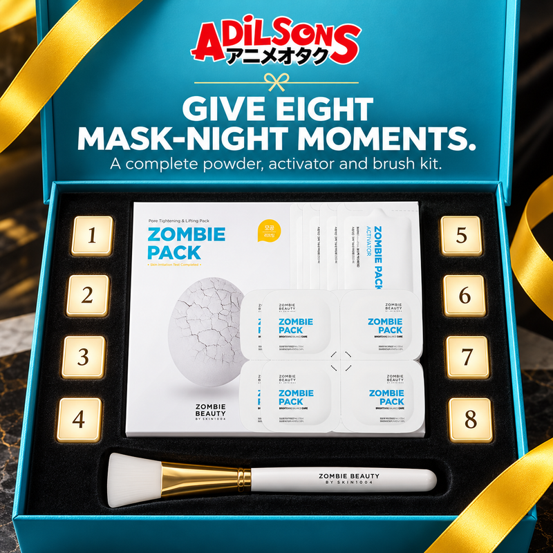 A complete eight-treatment powder, activator and brush kit presented as a beauty gift.