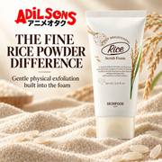 Adilsons ad for SKINFOOD Rice Daily Brightening Scrub Foam 150ml: THE FINE RICE POWDER DIFFERENCE