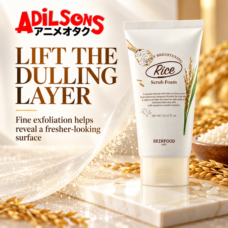 Adilsons ad for SKINFOOD Rice Daily Brightening Scrub Foam 150ml: LIFT THE DULLING LAYER