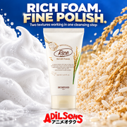 Adilsons ad for SKINFOOD Rice Daily Brightening Scrub Foam 150ml: RICH FOAM. FINE POLISH.