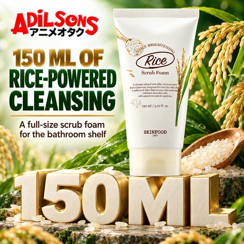 Adilsons ad for SKINFOOD Rice Daily Brightening Scrub Foam 150ml: 150 ML OF RICE-POWERED CLEANSING