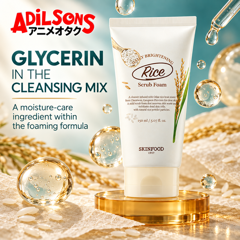 Adilsons ad for SKINFOOD Rice Daily Brightening Scrub Foam 150ml: GLYCERIN IN THE CLEANSING MIX