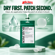 DRY FIRST. PATCH SECOND. Clean, dry application helps the patch sit where it should.