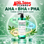 Adilsons Beauty SOME BY MI body cleanser ad: AHA + BHA + PHA — THREE-ACID BODY CARE