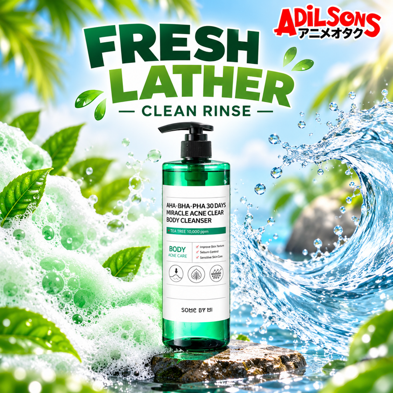 Adilsons Beauty SOME BY MI body cleanser ad: FRESH LATHER — CLEAN RINSE
