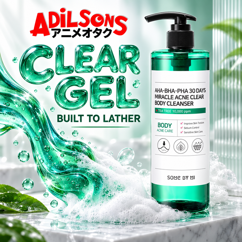 Adilsons Beauty SOME BY MI body cleanser ad: CLEAR GEL — BUILT TO LATHER