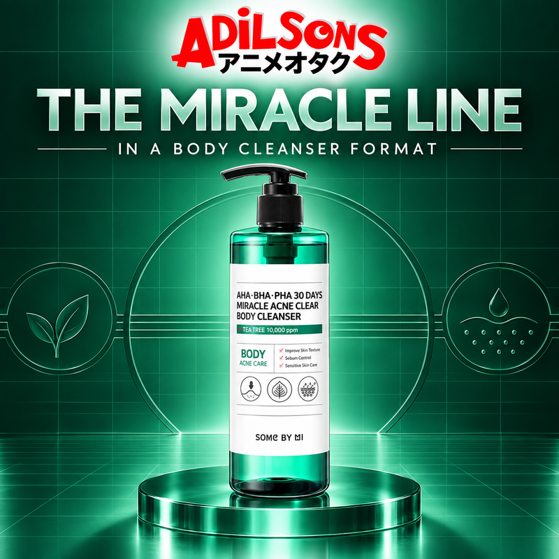 Adilsons Beauty SOME BY MI body cleanser ad: THE MIRACLE LINE — IN A BODY CLEANSER FORMAT