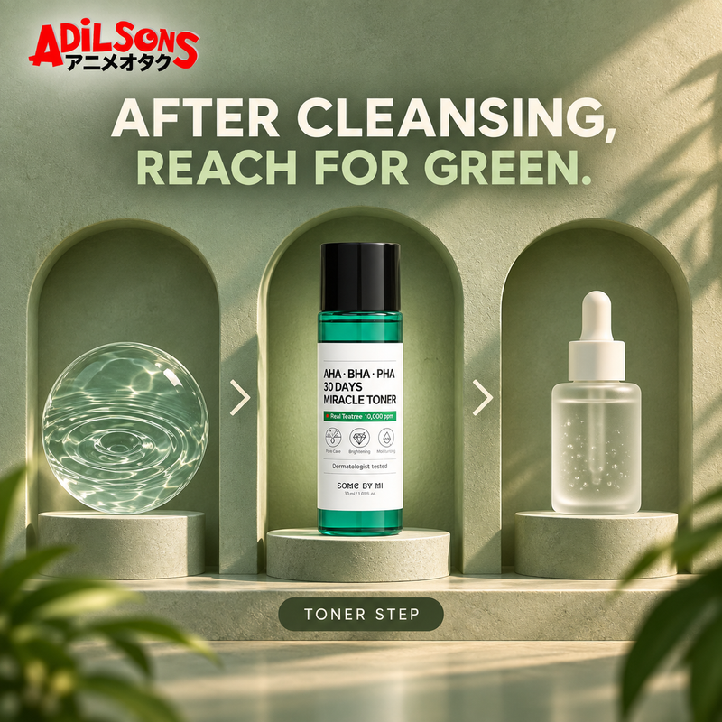SOME BY MI AHA-BHA-PHA 30 Days Miracle Toner 30ml creative: post-cleanse placement.