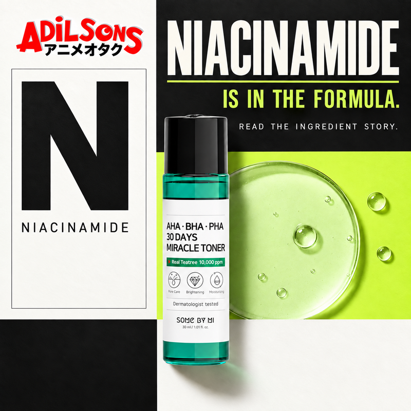 SOME BY MI AHA-BHA-PHA 30 Days Miracle Toner 30ml creative: niacinamide inclusion.