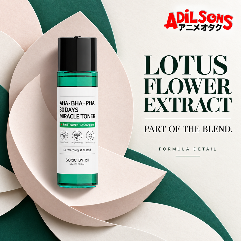 SOME BY MI AHA-BHA-PHA 30 Days Miracle Toner 30ml creative: lotus flower extract inclusion.