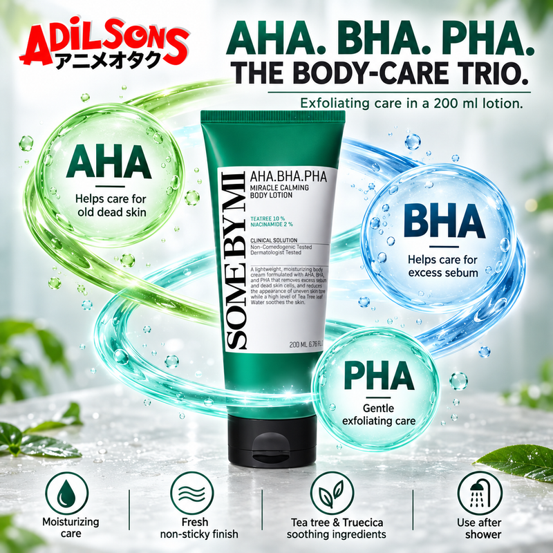 Adilsons Beauty creative for SOME BY MI Miracle Calming Body Lotion 200ML: AHA. BHA. PHA. THE BODY-CARE TRIO.