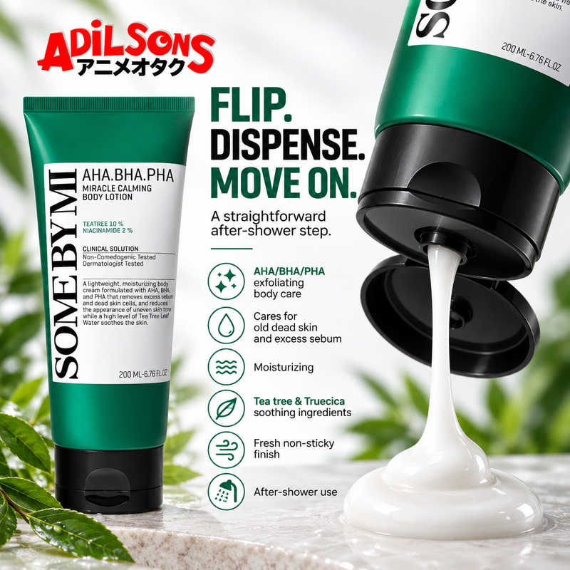 Adilsons Beauty creative for SOME BY MI Miracle Calming Body Lotion 200ML: FLIP. DISPENSE. MOVE ON.
