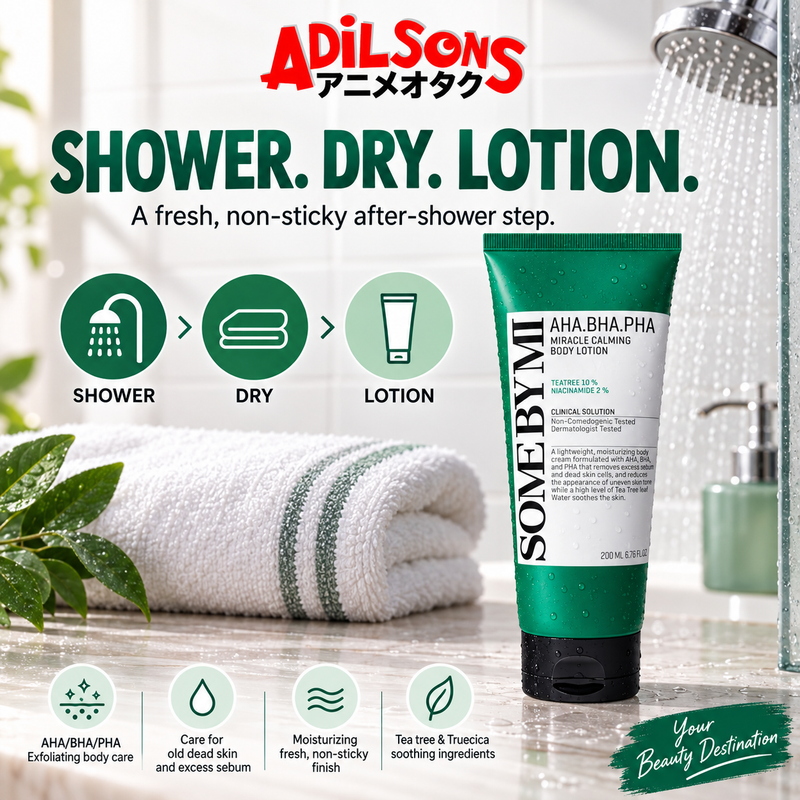 Adilsons Beauty creative for SOME BY MI Miracle Calming Body Lotion 200ML: SHOWER. DRY. LOTION.