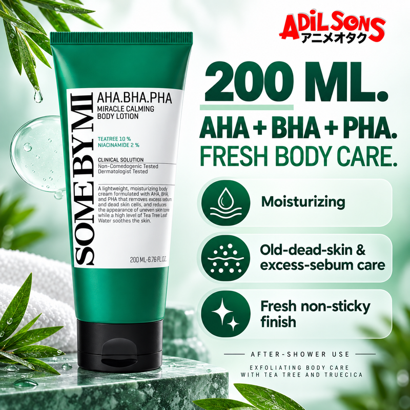 Adilsons Beauty creative for SOME BY MI Miracle Calming Body Lotion 200ML: 200 ML. AHA + BHA + PHA. FRESH BODY CARE.